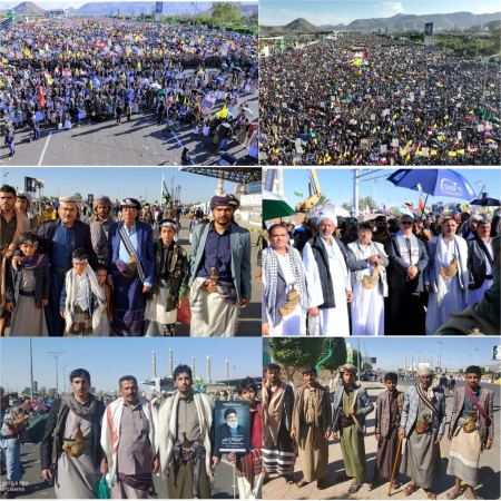 حشود مليونية بالعاصمة صنعاء تؤكد الوفاء لشهيد المسلمين والوقوف إلى جانب غزة ولبنان حتى النصر